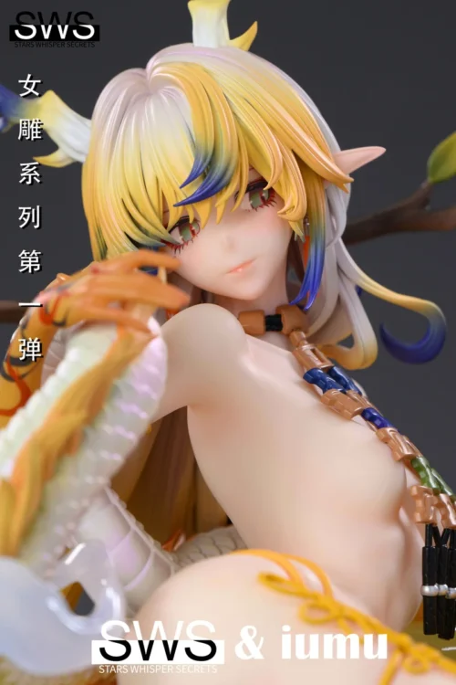 "Limited 1/5 Arknights Kjera resin statue by SWS STUDIO. Angles reveal ethereal serene iumu artistry."