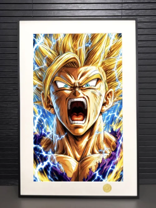 "Limited Edition Super Saiyan Gohan decorative painting from Dragon Ball, premium framed art by H-TWO Studio, showcasing dynamic details."