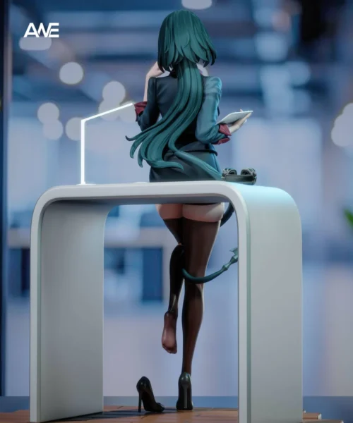 "High-resolution product gallery showing various angles and intricate details of the premium Zenless Zone Zero Secretary Jian resin statue by ANE Studio."