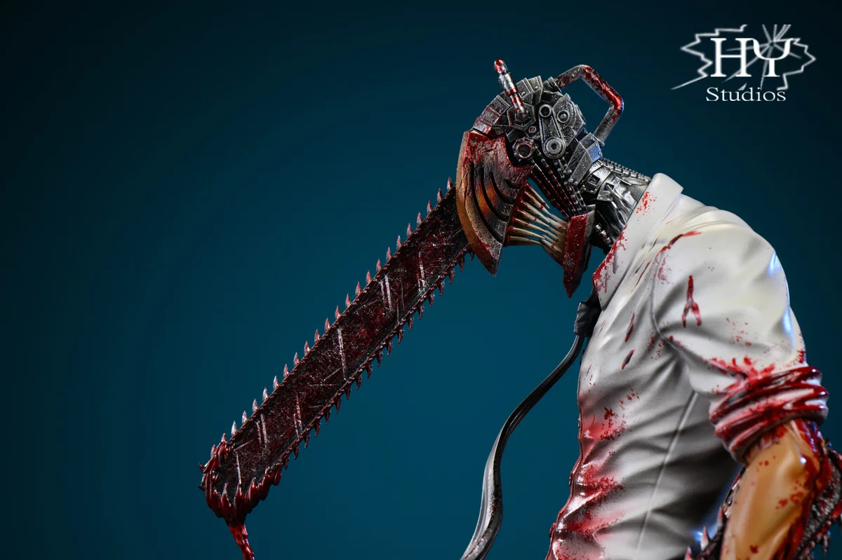 "Dynamic gallery views of the limited edition 1/6 Chainsaw Man Denji with Pochita statue, revealing intricate details and powerful transformation."