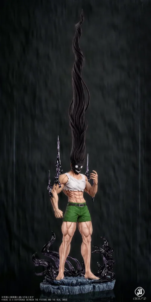 "1/6 BBSD Studio Blackened Gon Hunter x Hunter resin statue, towering form, menacing, long hair, power base, and ultimate rage."