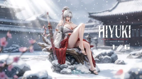 "Limited Edition 1/6 Wuthering Waves Ice Witch Xiao Xue statue, a dynamic ice sorceress amidst ethereal swirling snow, showcasing exquisite premium."