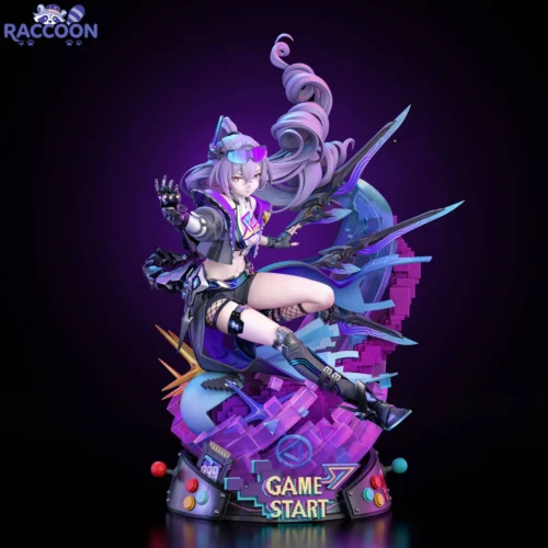 "Dynamic multi-angle views of the limited 1/6 scale Silver Wolf LV.999 Honkai: Star Rail resin statue, highlighting intricate cybernetic details."