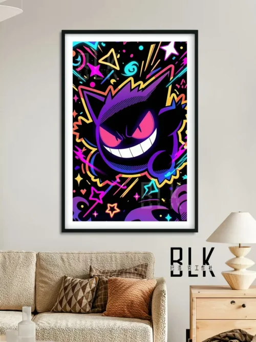 "Detailed gallery of the Gengar decorative painting, showcasing its vibrant Baroque graffiti art fusion and unique street style from multiple artistic."