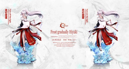"Dynamic 1/6 Burning Sakura Miko Hiyuki original resin statue. Glowing LED base illuminates fiery cherry blossoms. Premium limited edition collectible."
