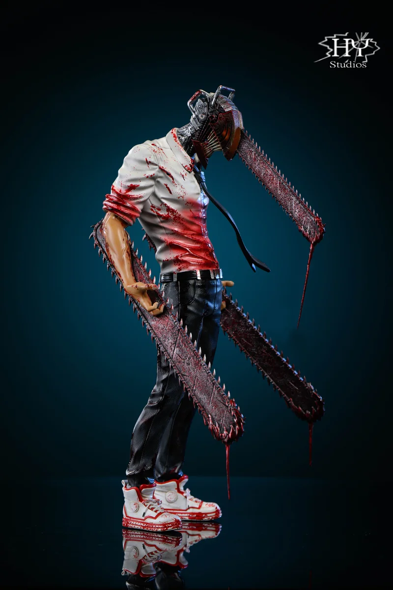 "Limited Edition 1/6 Denji with Pochita Chainsaw Man statue gallery. Dynamic transformation, raw power, and intricate details from all angles."
