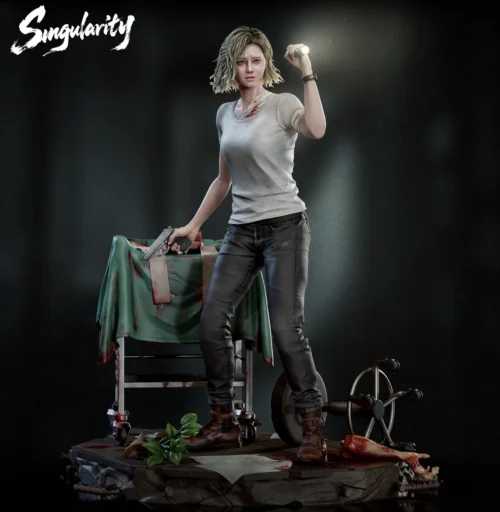 "1/4 Grace Resident Evil: Requiem statue with interactive LED lights, interchangeable arms. Dynamic pose captures dark, premium horror."
