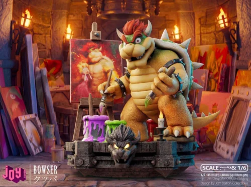 "Dynamic 1/6 Bowser 2.0 resin statue. Showcasing Bowser's power on a volcanic base. Limited edition details from all angles."