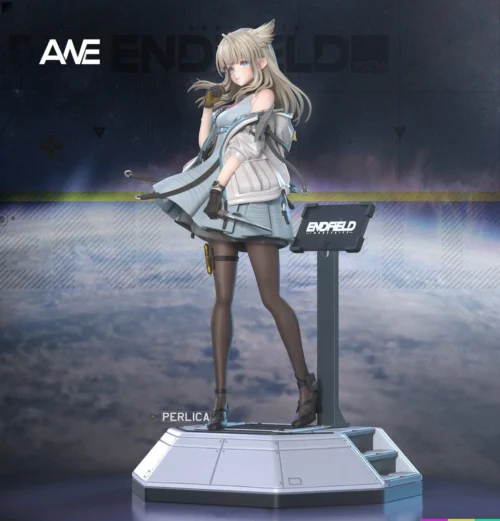 "Perlica Arknights Endfield ANE Studio premium resin statue. Exclusive. Dynamic pose, intricate weapon, detailed base from multiple angles."