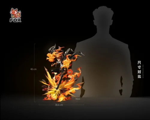 "Tsunayoshi Sawada LED statue. Dynamic pose, intricate sculpt details, vibrant LED Sky Flame. Ultra-limited edition, premium collectible."