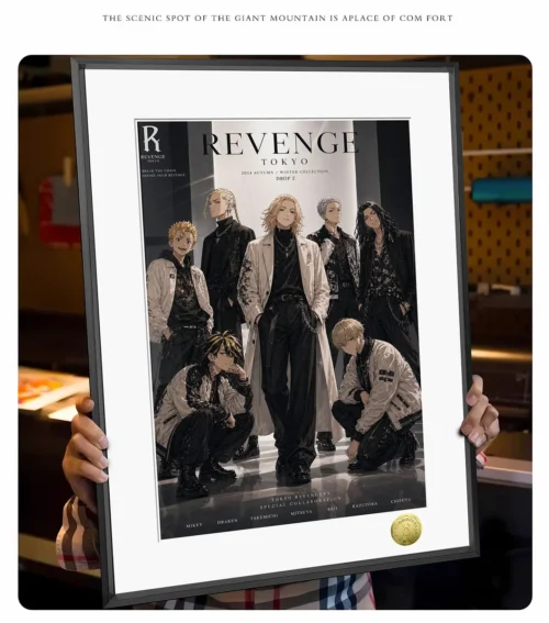 "Close-up of the Limited Edition Tokyo Revengers Art Print by Huang Gua Studio, highlighting the sleek 'boy group' style artwork and premium details."