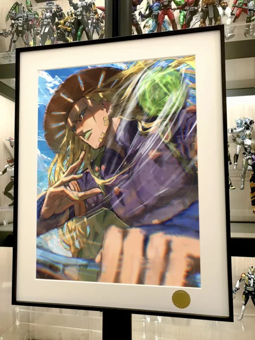 Detailed view of the limited edition Gyro Zeppeli Jojo art print, showcasing their dynamic starry sky depiction from Steel Ball Run.
