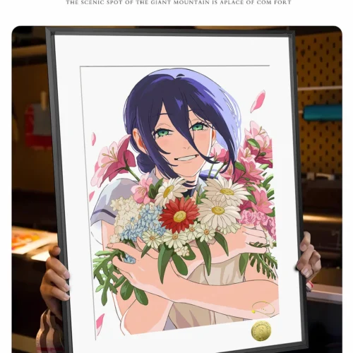 "Chainsaw Man Reze Art Print gallery. This exclusive hand-numbered painting by Huang Gua Studio showcases vibrant, dynamic details."