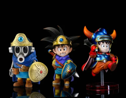 "Playful chibi Goku Dragon Quest Warrior WCF statue by LeaGue Studio. See unique crossover design and intricate armor details from all angles."