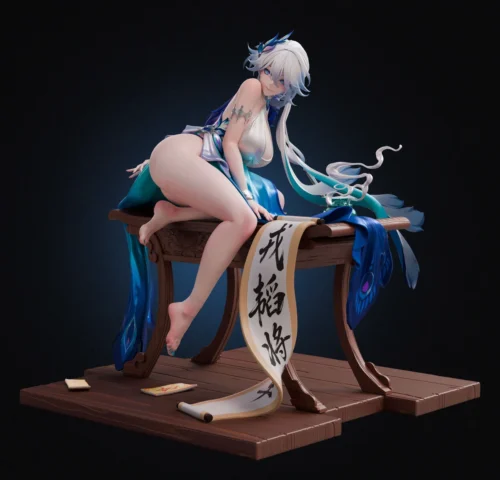 "Exquisite 1/6 scale Yao Guang Honkai: Star Rail figure. Detailed view of intricate sculpting, dynamic pose, and glowing base."