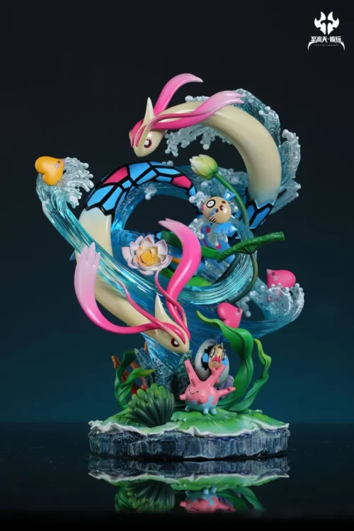 "1/20 Luminous Milotic LED Pokemon statue by Zhigao Tian Studio. Multiple angles reveal its ethereal aquatic elegance, dynamic forms."