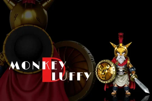 "Gladiator Luffy One Piece statue by A+ Studio, showcasing his iconic Dressrosa gladiator attire and dynamic battle pose."