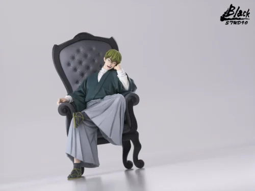 "Premium 1/6 Zenin Naoya Jujutsu Kaisen statue. Features sleek, powerful pose on an elegant chair, and a dual head sculpt. Limited 288 units."