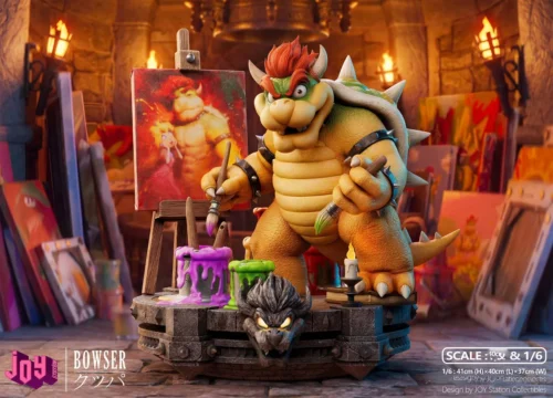 "Dynamic 1/6 Bowser 2.0 Super Mario resin statue by Joy Station Studio, unleashing fiery power on a volcanic base. Premium, limited edition collectible."
