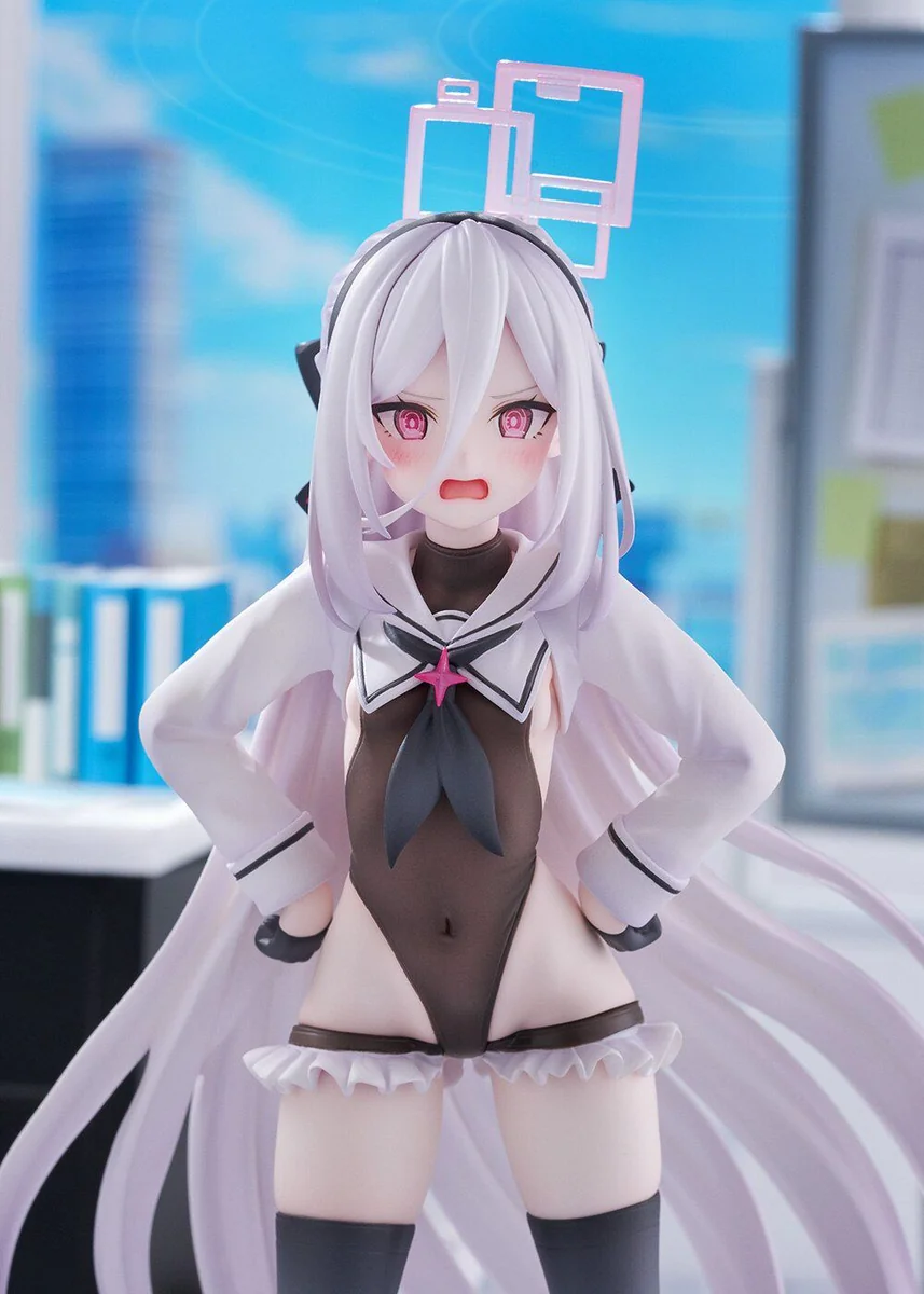 "Detailed gallery views of the 1/7 Blue Archive Kay statue, showcasing her dynamic schoolgirl aesthetic and the exclusive interchangeable head details."