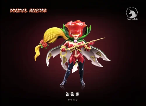 "Exquisite Rosemon Digimon statue by MDS Studio, prominently displaying her elegant floral power and an exclusive collectible gift."