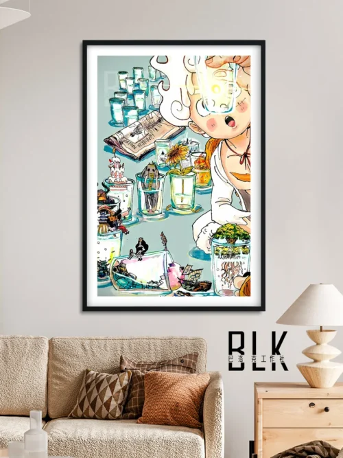 "Detailed close-up of Luffy's Baroque Toast decorative painting, showcasing opulent Baroque details and intricate artistry, a unique One Piece stateme."