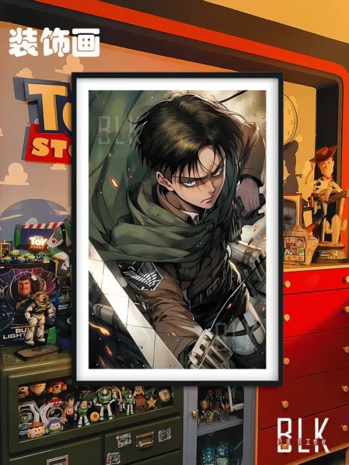 Fiery Captain Levi Ackerman Decorative Painting - Attack On Titan - BLK Studio - Image 1