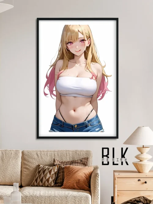 "Premium HD Cute Marin Kitagawa Baroque Decorative Painting, with elegant stylized art and intricate design highlighted. My Dress-Up Darling anime."