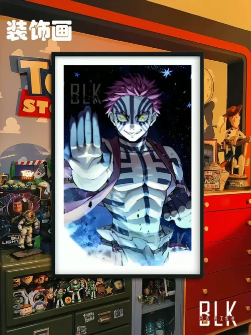 Cursed Technique Akaza Decorative Painting - Demon Slayer: Kimetsu No Yaiba - BLK Studio - Image 1