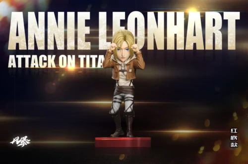 "Annie Leonhart Attack on Titan Storm Studio resin statue WCF style, showcasing her dynamic chibi pose and dramatic special effects."