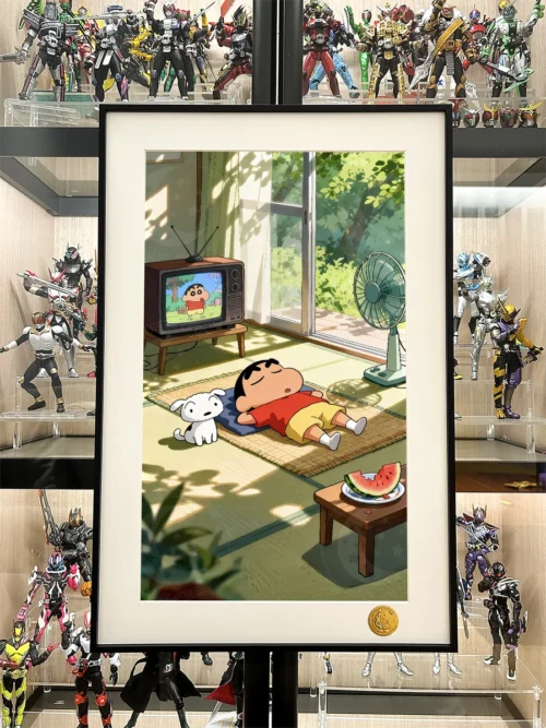 "Limited edition Starry Sky Napping Shin-chan Crayon Shin-chan print. Hand-numbered, high-quality, featuring Shin-chan's dreamy starry nap."