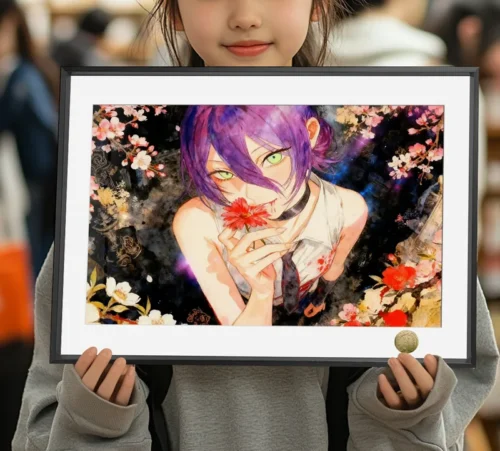A3 & 4K Size Young Girl Reze 004 Decorative Painting - Chainsaw Man - HuangGua Studio - Image 1