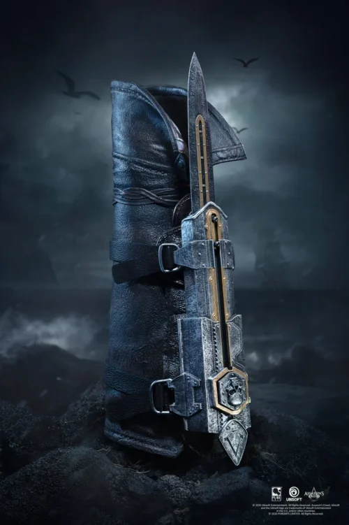 "Authentic 1/1 Edward Kenway Hidden Blade from Assassin's Creed, displaying intricate sculptural details and its fully functional, wearable design."
