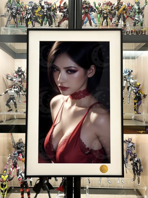 "Detailed close-up views of the Limited Edition Ada Wong Resident Evil collector's print by Xingkong Studio, highlighting its enigmatic cosmic and style."