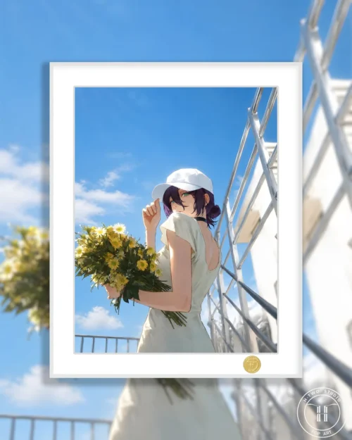 "Premium limited edition Chainsaw Man Reze Summer Decorative Painting by H-TWO Studio, showcasing vibrant Reze on a beach."