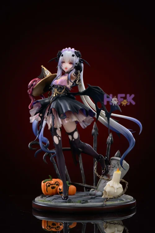 "Exclusive Limited Edition 1/6 & 1/4 FGO Melusine Halloween Ver. statue by HFK Studio, showcasing intricate gothic details and dynamic pose."