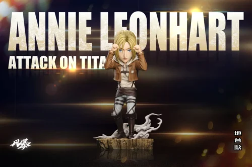 "Dynamic Annie Leonhart WCF chibi resin statue by Storm Studio, showcasing a dynamic pose, dramatic special effects, and premium materials."