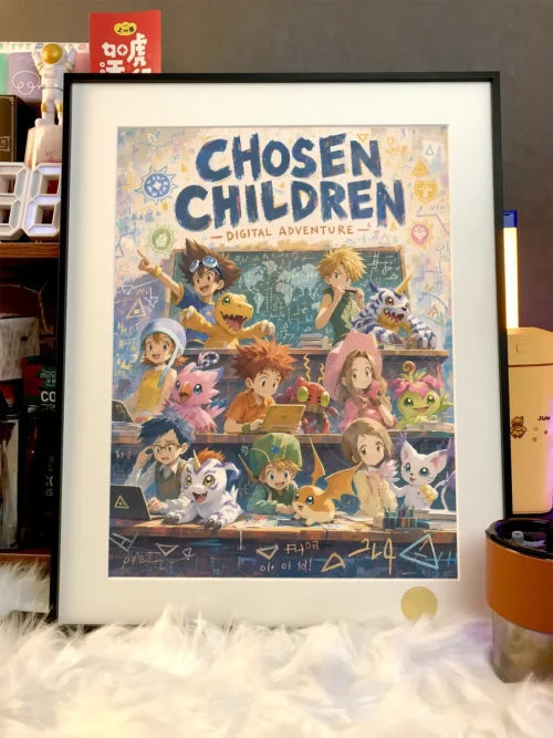 "Limited Edition Digimon Starry Sky Classroom painting gallery. Showcasing iconic characters' sculptural details, vibrant colors, and whimsical."