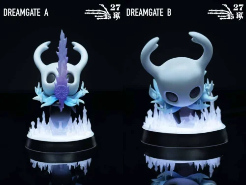 "Limited Edition Hollow Knight figure statue featuring the glowing Dream Gate with LED lighting, capturing a mystical, ethereal dark fantasy scene."