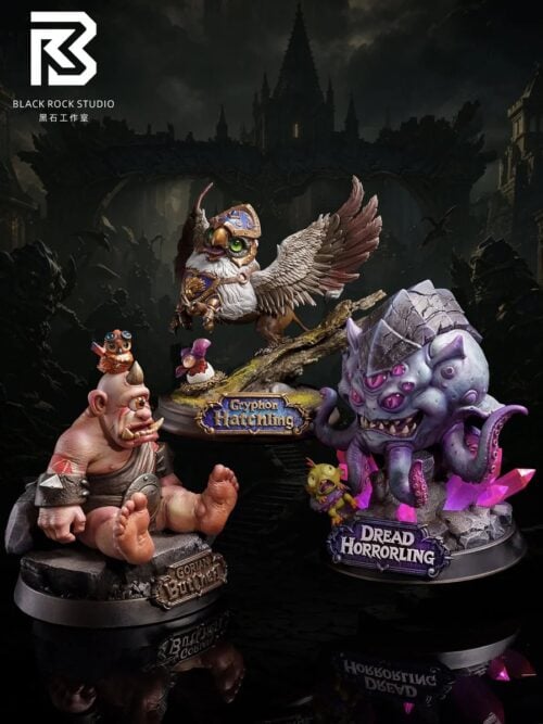 "Exclusive Q-version Gryphon Beholder Ogre Babies fantasy figure by BRS Black Rock Studio. Original statue with intricate textures and dynamic chibi."