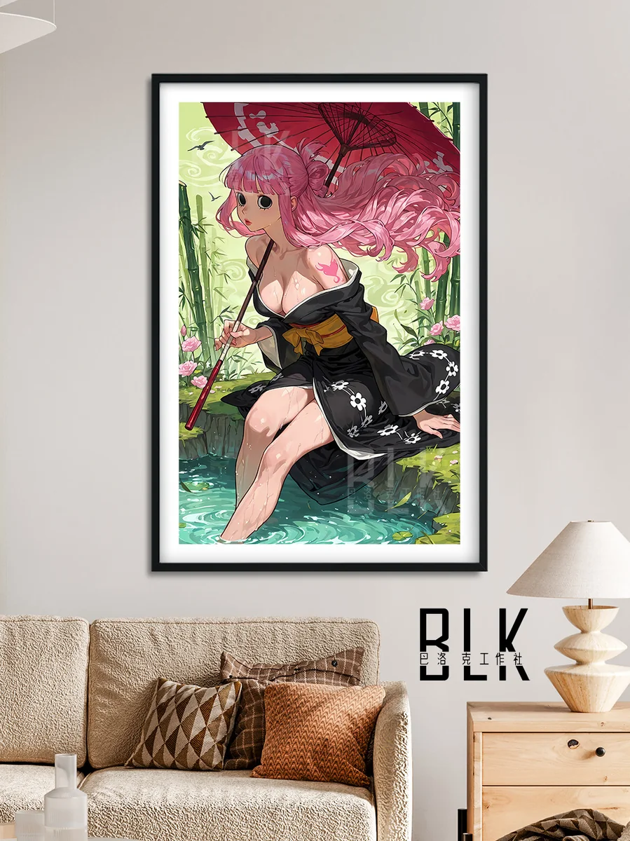"One Piece Perona painting gallery. Premium framed art with vibrant Japanese motifs, delicate florals, and unique Perona style."