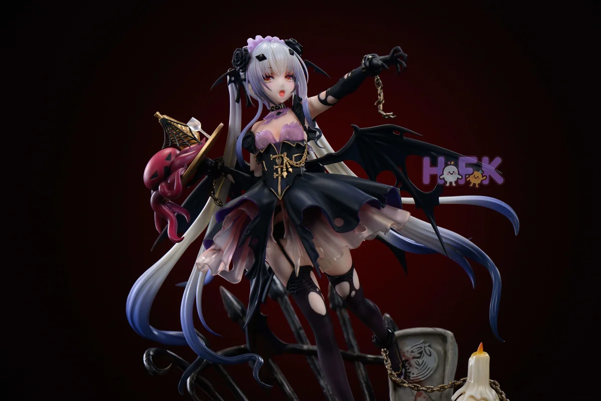 "Exclusive 1/6 scale HFK Studio FGO Melusine Halloween Ver. statue, showcasing gothic elegance, intricate costume, and a dynamic pose."