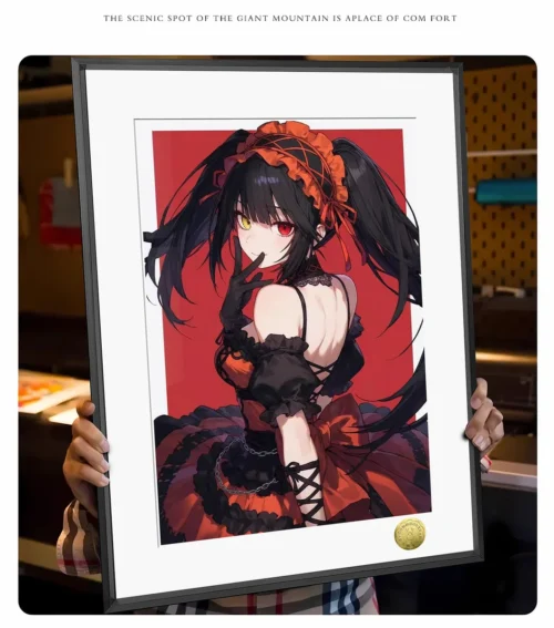 "Detailed view of the elegant Kurumi Tokisaki Elf Waifu painting, showcasing its vibrant artistic details and premium framed finish."