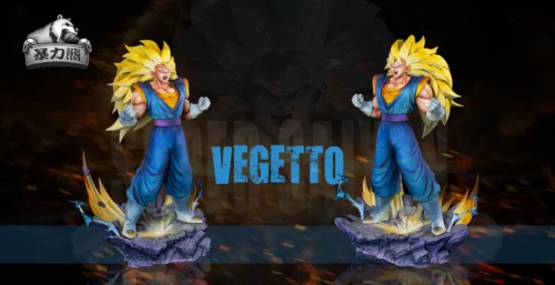 "Limited edition Dragon Ball Vegetto resin statue. Dynamic pose, remote-controlled LED base, intricate details from multiple angles."