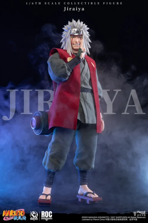 "Multiple angles of the premium 1/6 scale Jiraiya articulated figure, showcasing intricate sculpting, dynamic poses, LED features, and extensive."