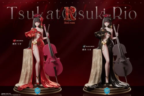 "Ultra-limited 1/6 scale Blue Archive Rio Dress Ver. statue by Red Rose Studio, showcasing her elegant dress, dynamic pose, and flowing fabric."