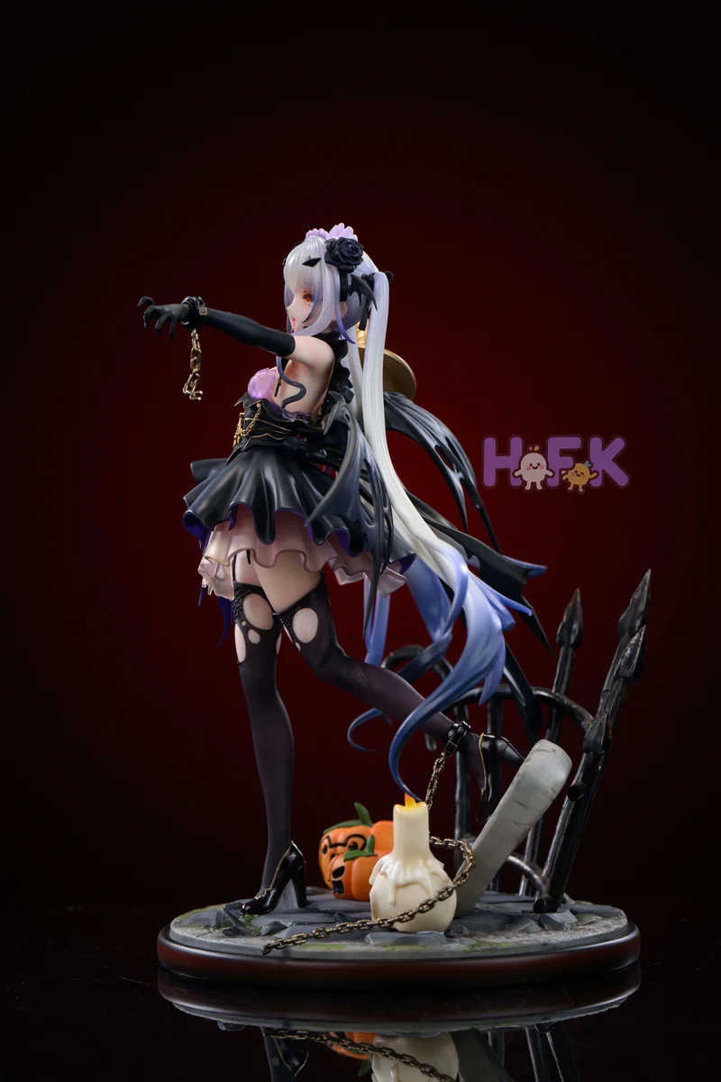 "Exclusive 1/6 & 1/4 FGO Melusine Halloween Ver. HFK Studio statue showcasing gothic elegance, dynamic pose, and intricate costume details."