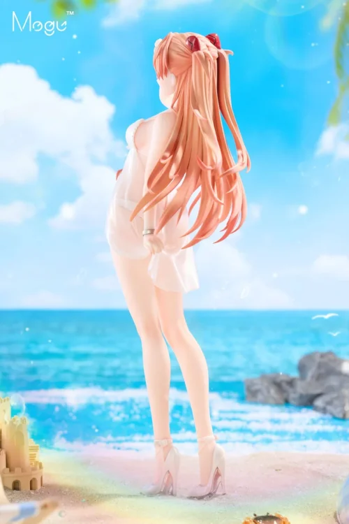 "Premium 1/6 Asuka Evangelion statue by Mogu Studio, showcasing her iconic red plugsuit in a dynamic pose, detailed from multiple angles for collector."