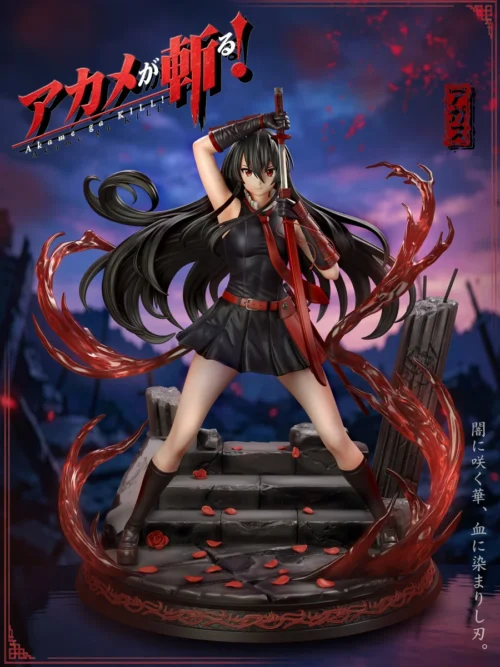 "Limited edition Akame Ga Kill figure by Chao She Studio, showcasing a dynamic, battle-ready Akame with Murasame. Premium PU sculpt captures her dark."