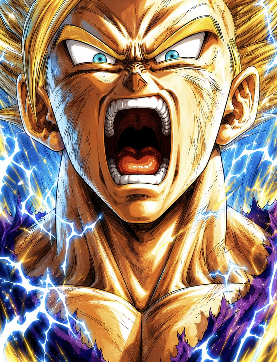 "Premium Limited Edition Super Saiyan Gohan decorative painting from Dragon Ball by H-TWO Studio, showcasing dynamic art and sleek modern framing."